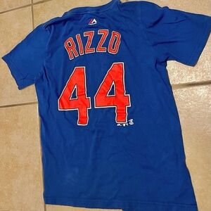 Kids 10/12 RIZZO #44 Chicago Cubs T. Shirt Anthony Rizzo Blue Tee Red Lettering